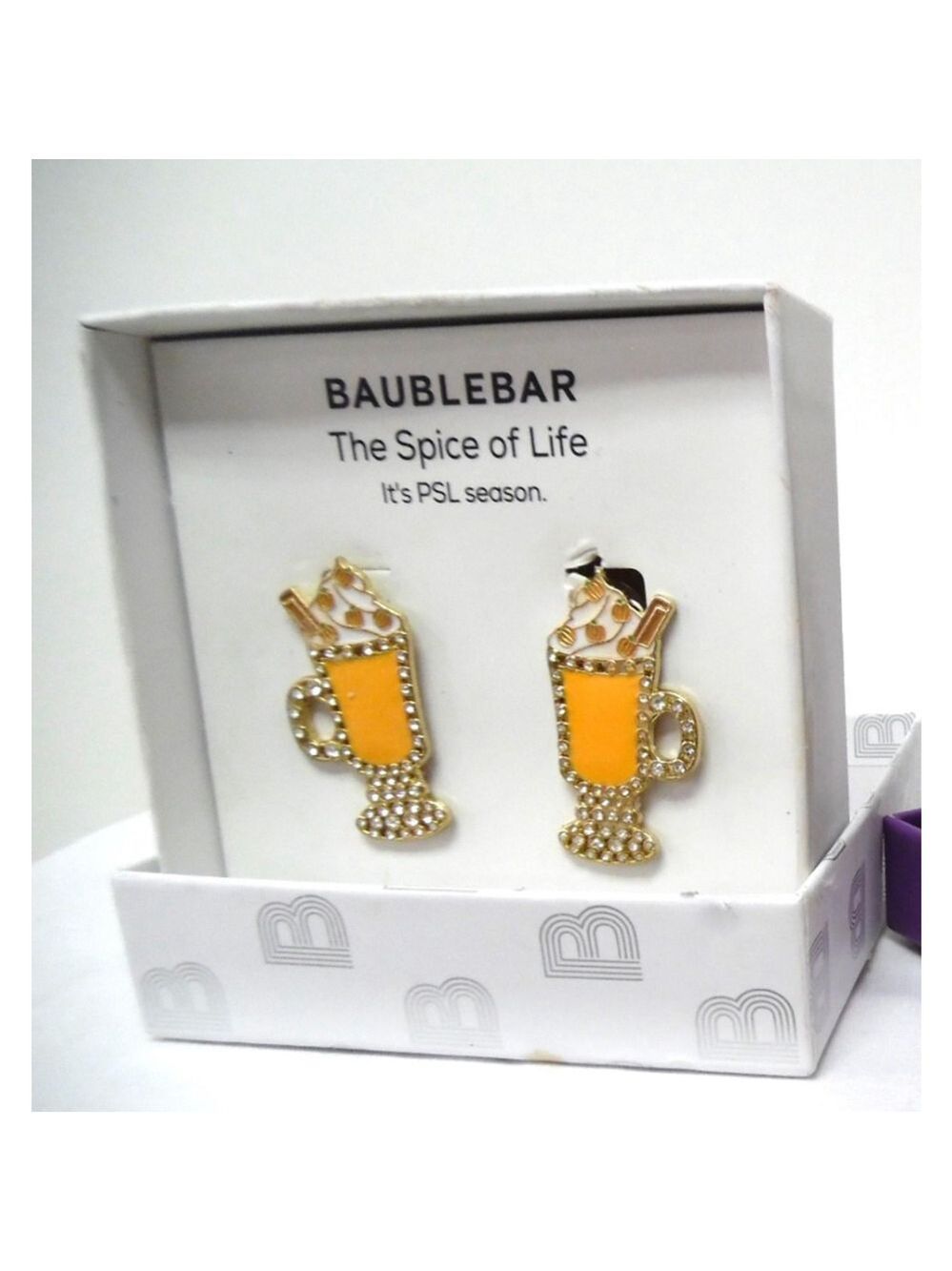 BaubleBar Gold Orange Pumpkin Spice Latte Stud Earrings